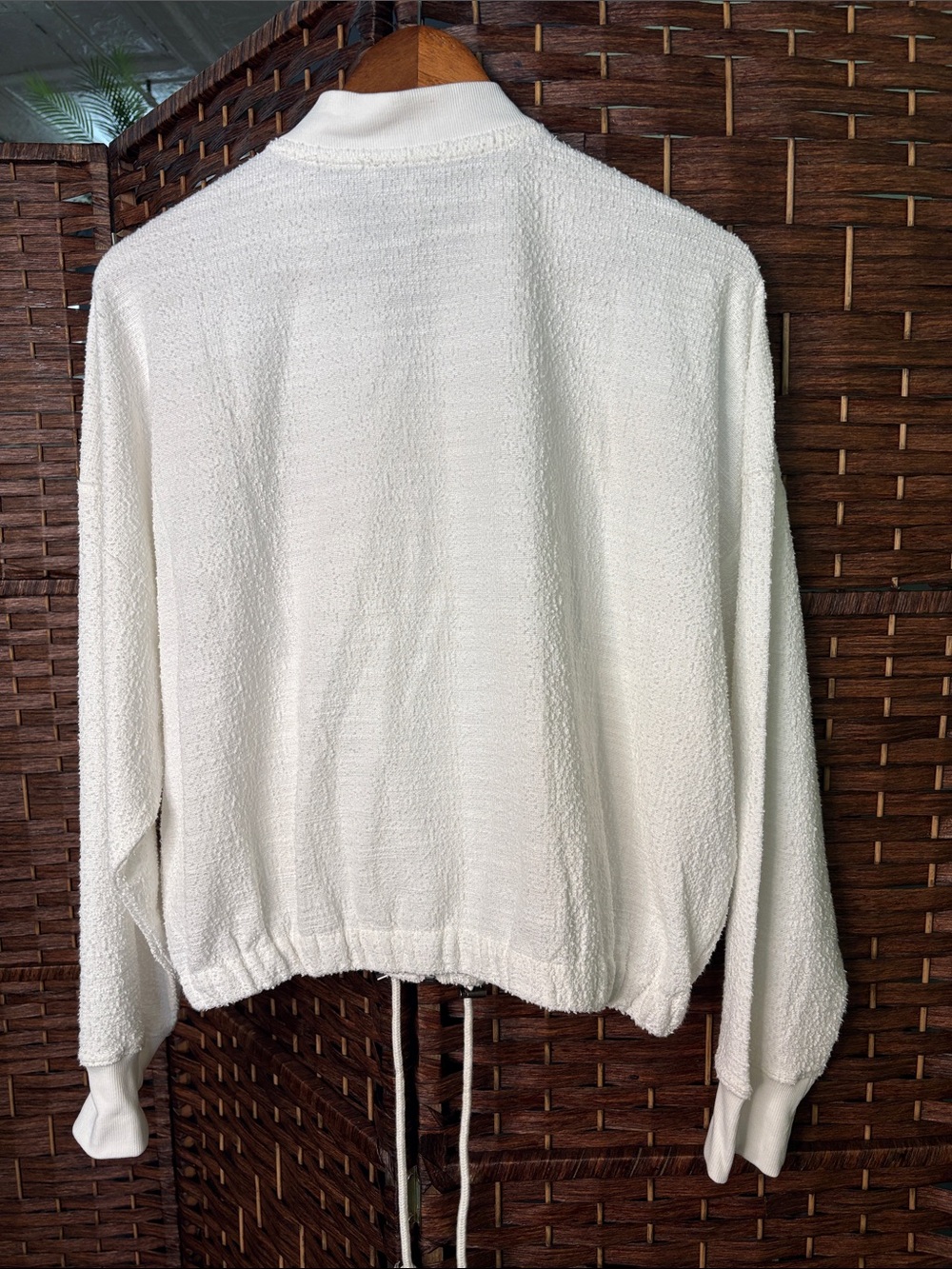 Steve Madden Cream Textured Zip-Front Bomber Jacket - Picture 4 of 4